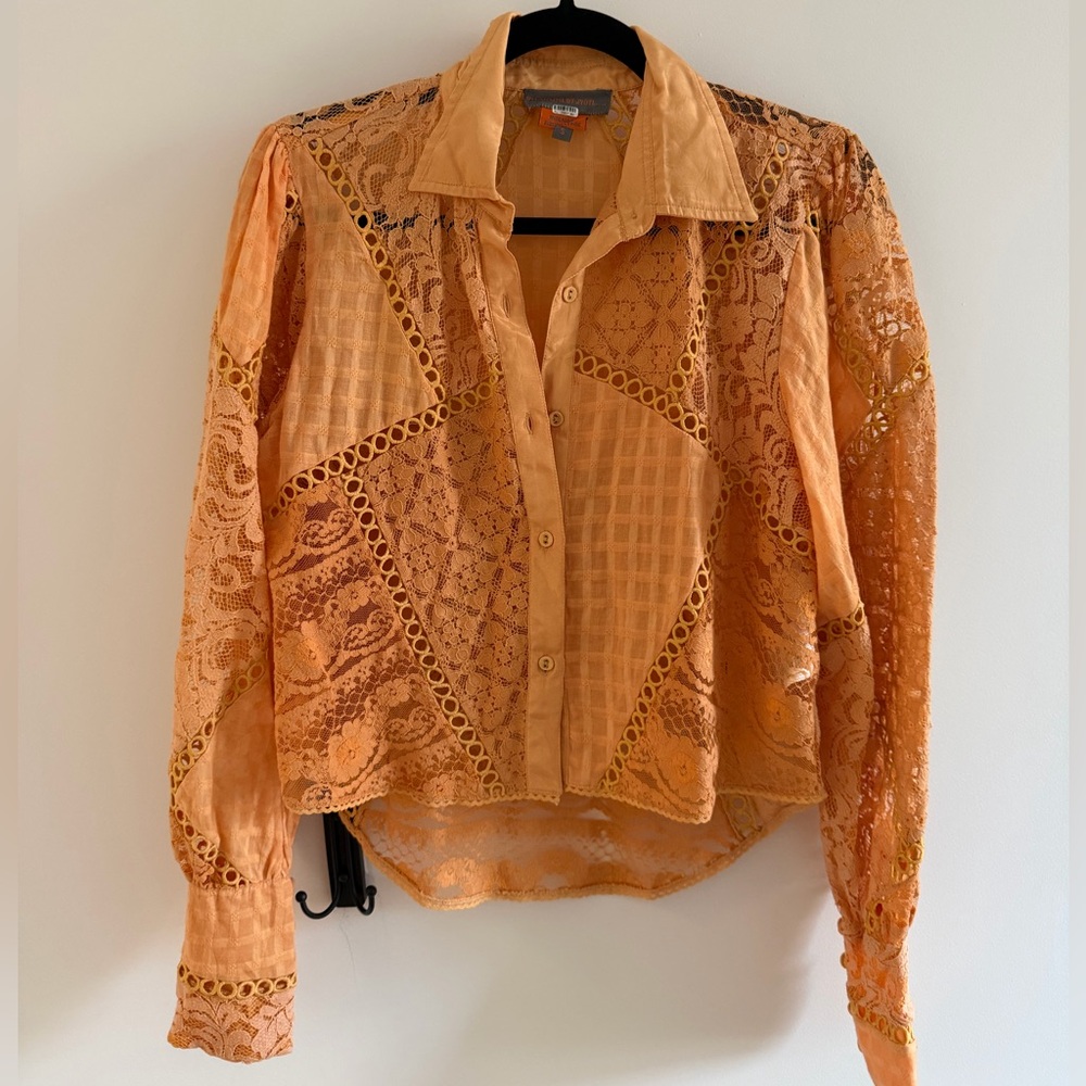 Chic Orange Lace Women's Blouse
